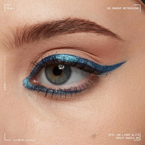 NYX PROFESSIONAL MAKEUP Epic Ink Glitz Liner - Waterproof Metallic Liquid Eyeliner, Denim Dazzle (Shimmer Deep Navy)