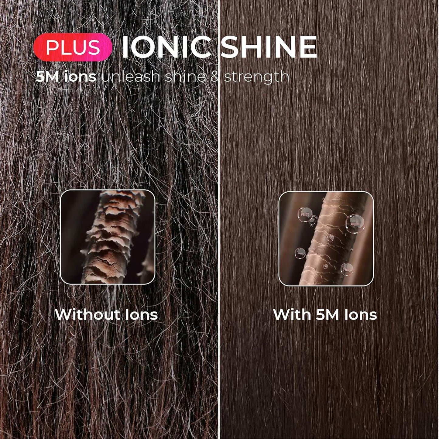 TYMO Ring Plus Ionic Hair Straightener Brush - Professional Styling Tool with Titanium Coating & 9 Temp Settings