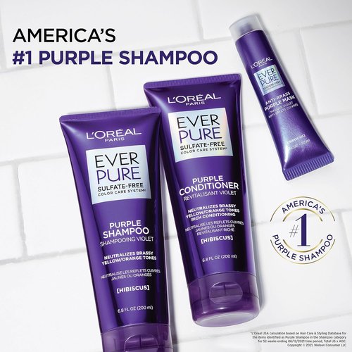 L'Oreal Paris EverPure Purple Rinse-Out Mask - Anti-Brass Treatment for Bleached Hair | 3 Ounce