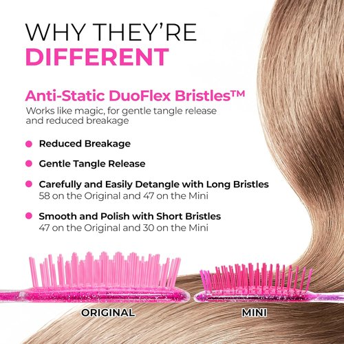 FHI Heat - UNbrush Detangling Brush Combo Pack | Original & Mini Hairbrush for All Hair Types - Pain-Free Styling
