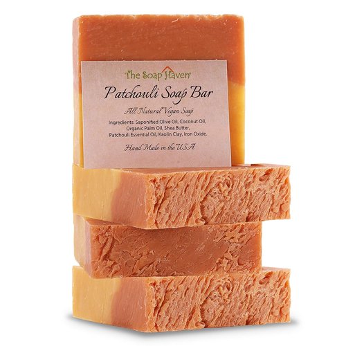 Patchouli Soap Bar | Handmade in USA - 4 Large 4.5 oz Bars with 100% Natural, Non-GMO Ingredients