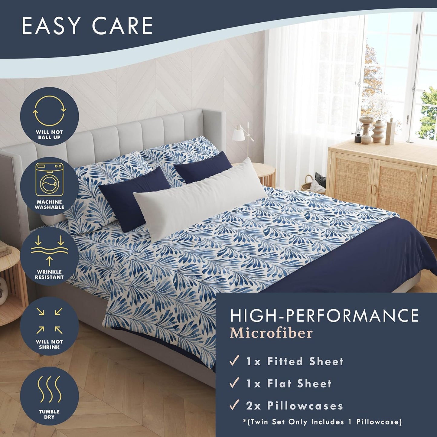 Where The Polka Dots Roam Queen Size Floral Bedsheet - Super Soft Tropical Leaves Pattern, Wrinkle Resistant