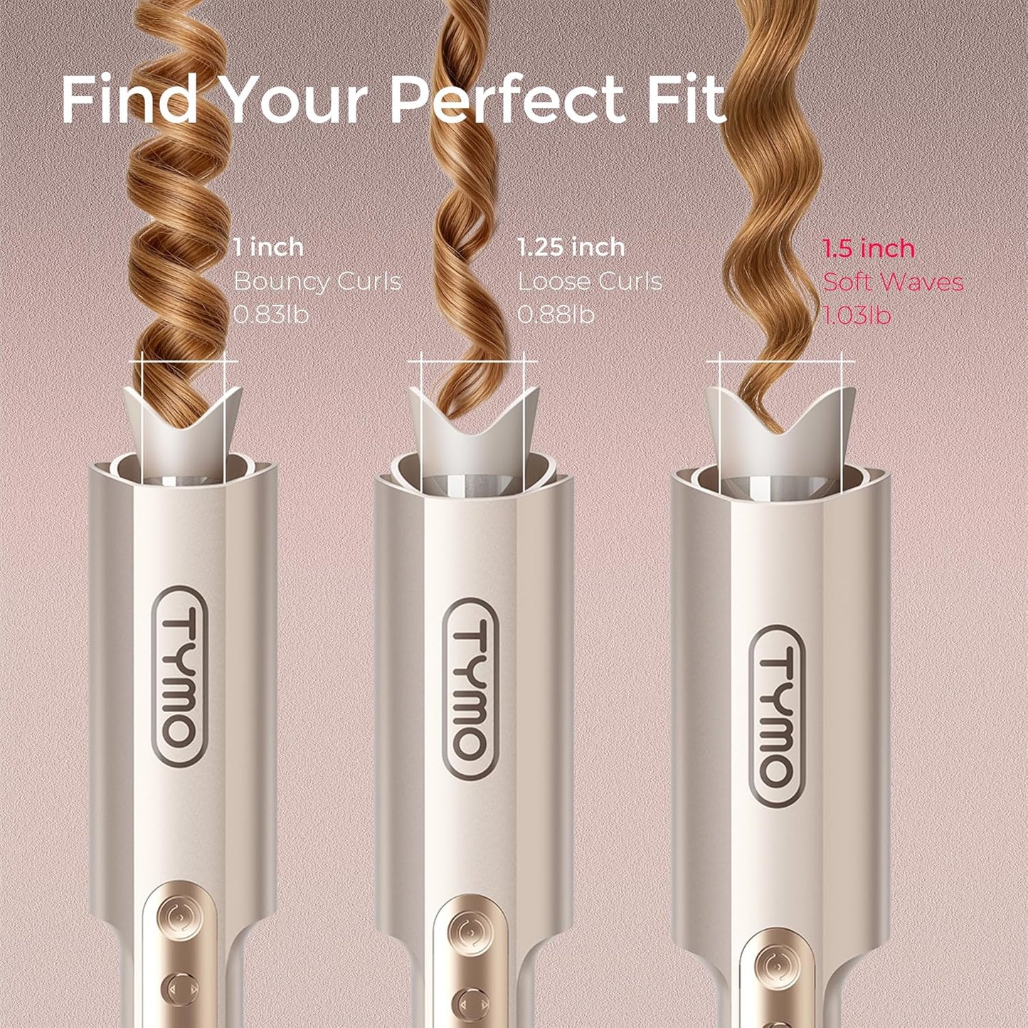 TYMO CurlPro Plus Automatic Curling Iron - Long Barrel Ceramic Curler for Women, Anti-Scald, Gold, 1.5 Inch