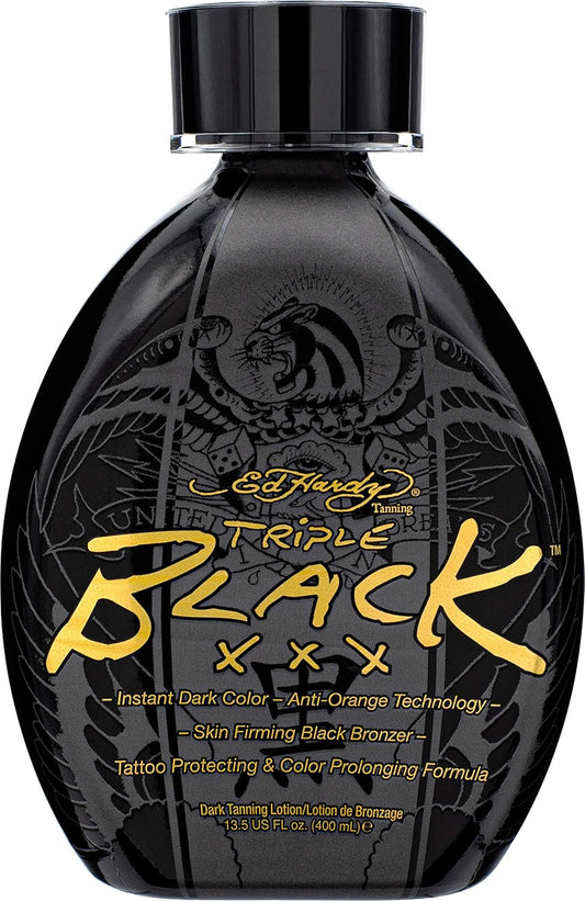 Ed Hardy Instant Dark Color Tanning Lotion - BLACK XXX Formula, 13.5 oz for Deep Tan