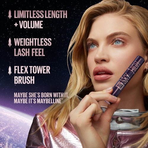 Maybelline Lash Sensational Sky High Mascara - Volumizing & Lengthening Formula, Blackest Black, 1 Count