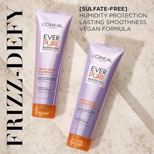 L'Oreal Paris EverPure Sulfate-Free Frizz Defy Conditioner - Frizz Control with Marula Oil, 8.5 Fl Oz