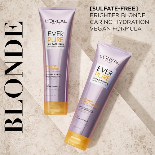 L'Oreal Paris EverPure Blonde Shampoo & Conditioner Set - Sulfate Free, Neutralizes Brass, 8.5 Fl Oz
