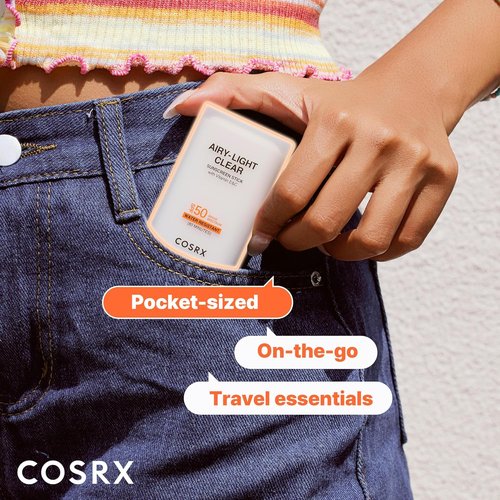 COSRX Airy-Light Clear Sunscreen Stick - SPF 50 with Vitamin E & C | Lightweight, No White Cast, 0.67 oz