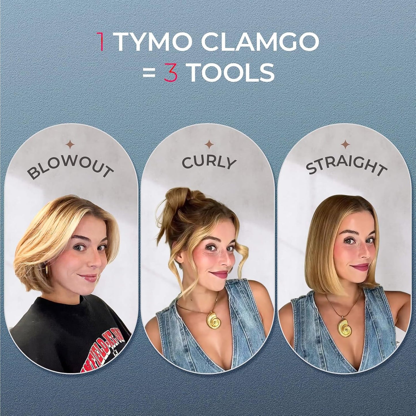 TYMO Curling Iron - Cordless Mini Flat Iron for Short Hair | 2-in-1 Curler & Straightener, Gold Pink