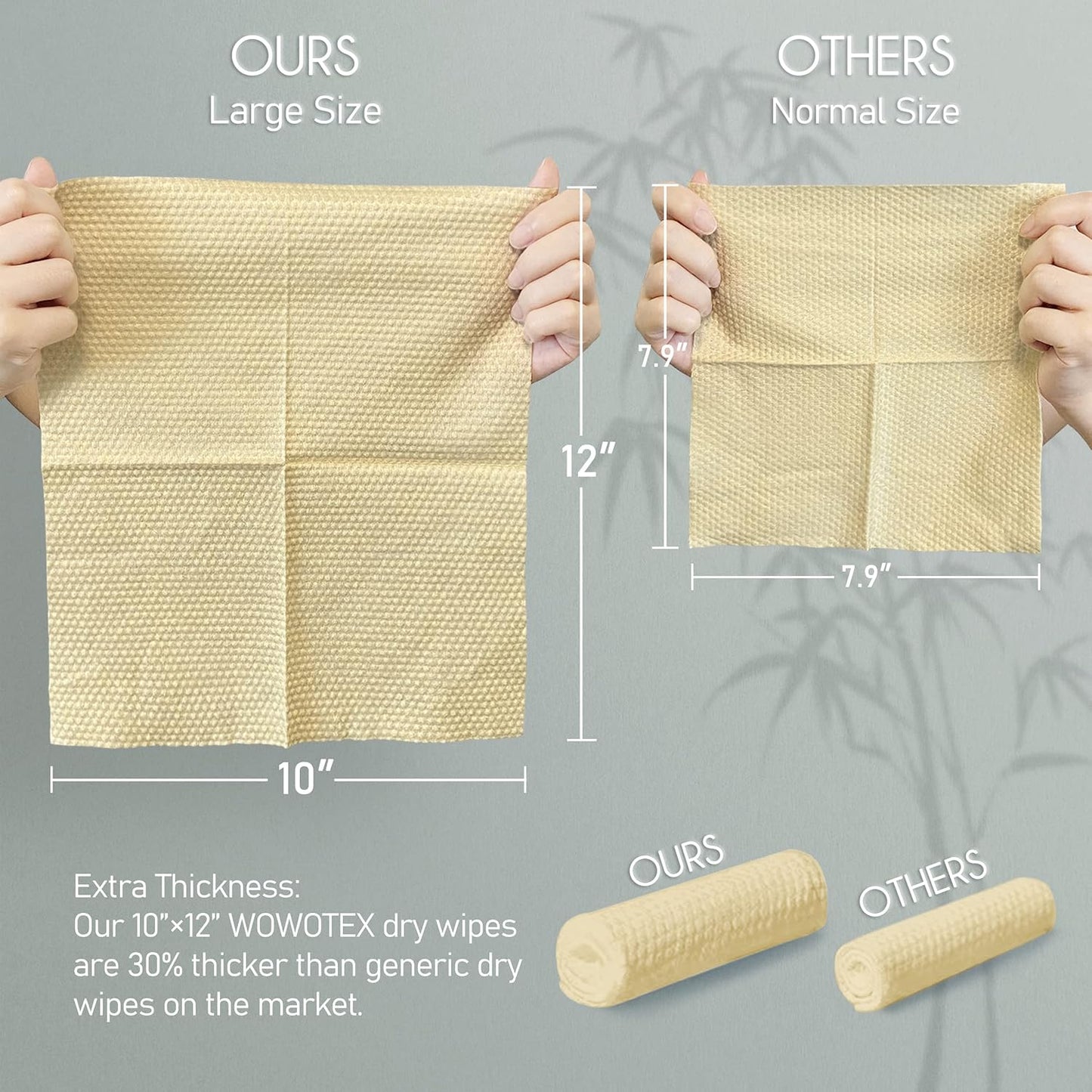 WOWOTEX Bamboo Rayon Disposable Face Towels - Biodegradable, Extra Thick, 60 Count for Sensitive Skin | Makeup Removal & Cleansing