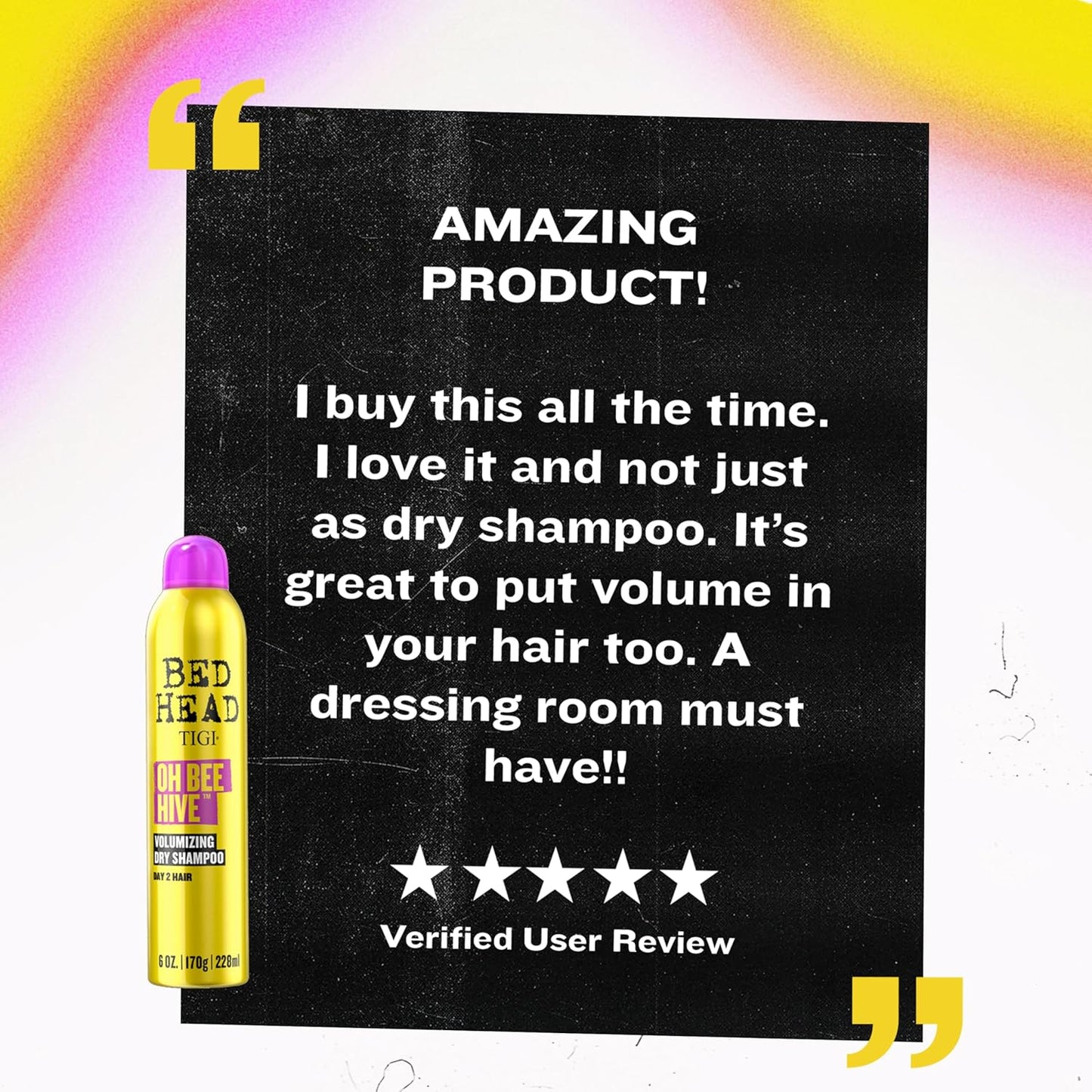 Bed Head by TIGI Volumizing Dry Shampoo - Oh Bee Hive Formula for Day 2 Hair, 6 oz