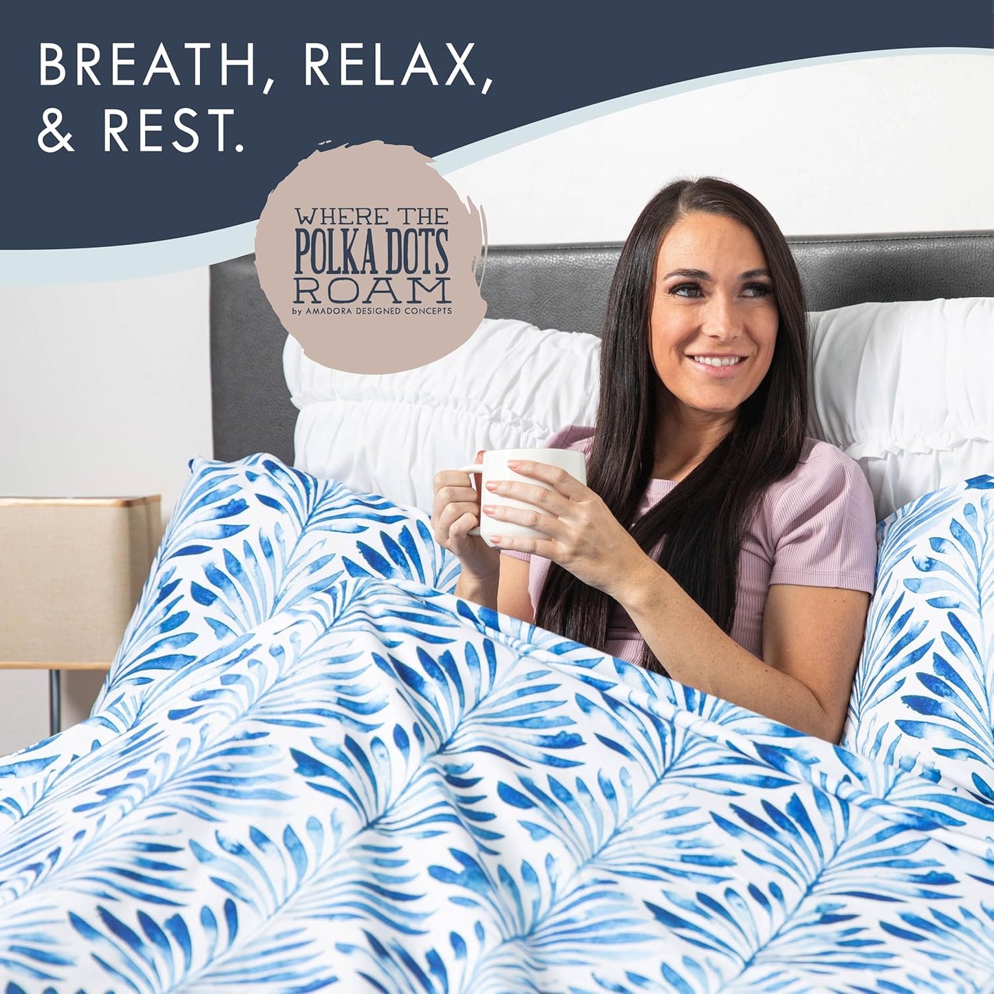 Where The Polka Dots Roam Queen Size Floral Bedsheet - Super Soft Tropical Leaves Pattern, Wrinkle Resistant