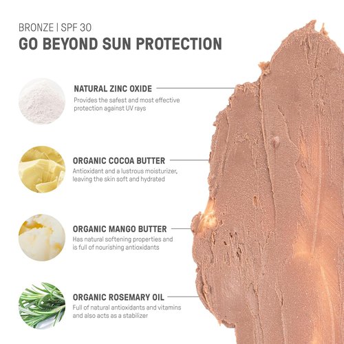 Raw Element Ultra-Moisturizing Tinted Face Cream - SPF 30 Mineral Sunscreen | Non-Toxic, Reef Friendly, Bronze, 1.8 oz