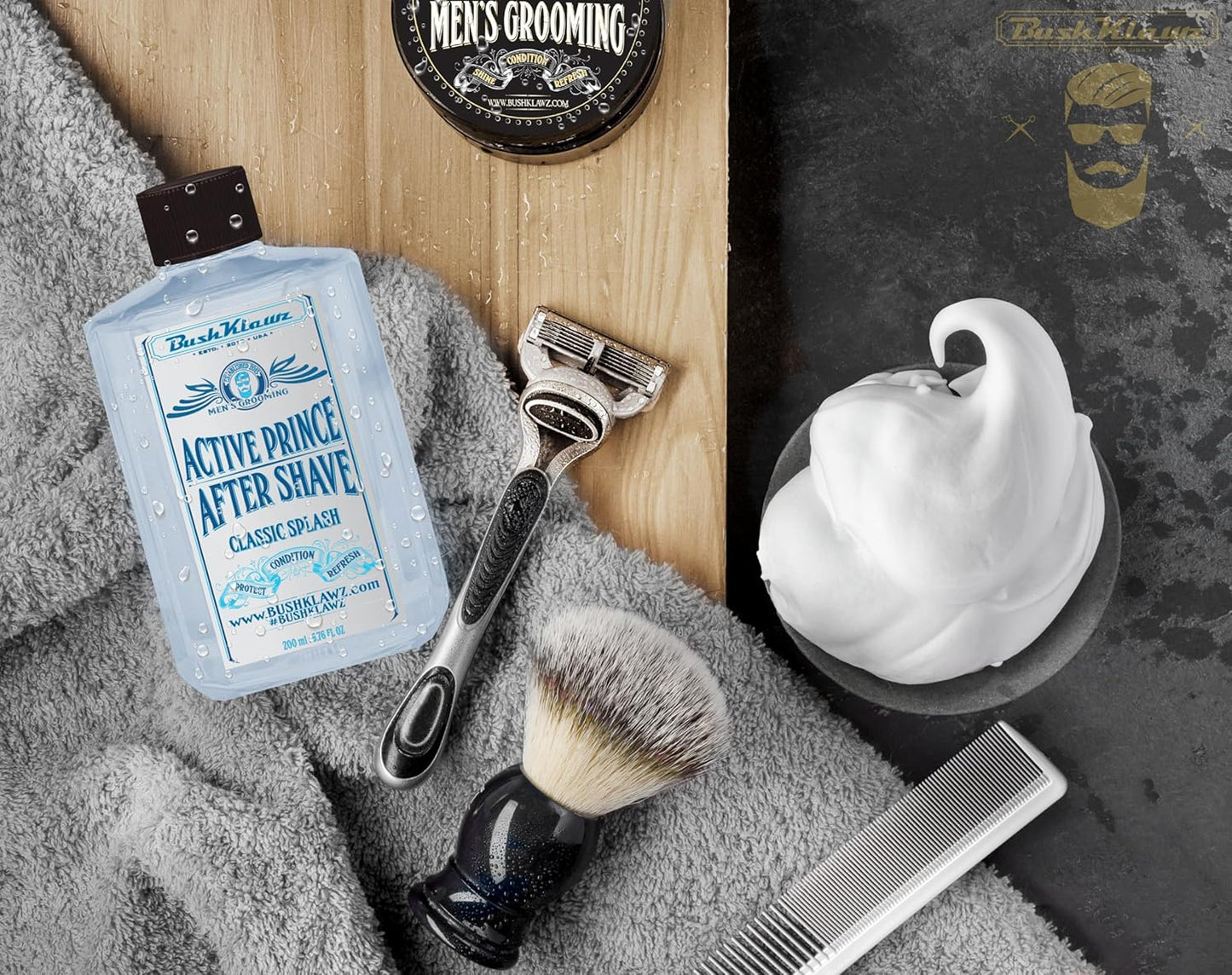 BushKlawz Classic Aftershave Lotion - Refreshing Cooling Balm for All Skin Types | Viking Cannon Black