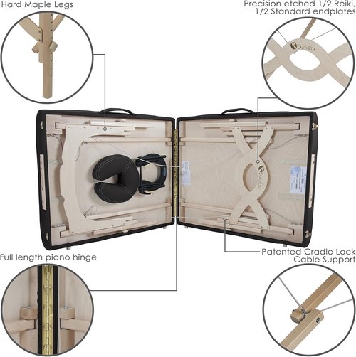 EARTHLITE Portable Massage Table Package - Avalon with Reiki Endplate, Premium Face Cradle & Carry Case (30”x73”)