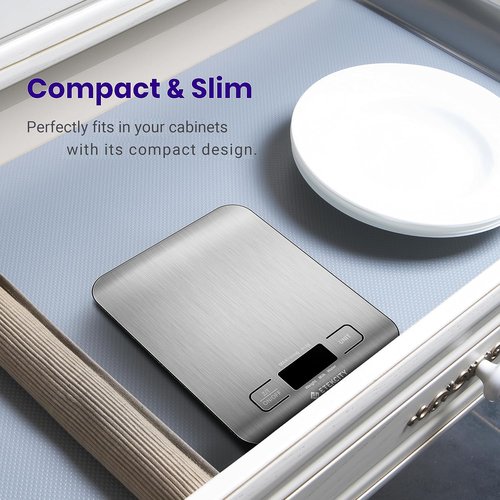 Etekcity Digital Kitchen Scale - Accurate Grams & Ounces Measurement for Cooking & Meal Prep | Medium 304 Stainless Steel