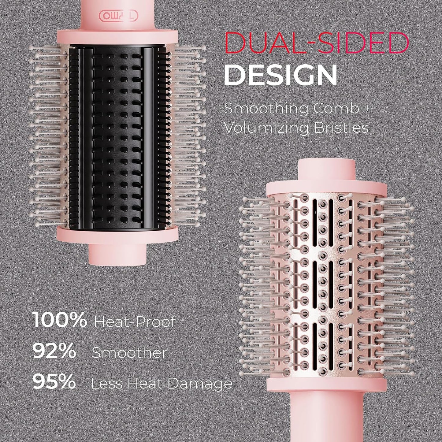 TYMO 2.0 Hair Dryer Brush Volumizer - Fast-Drying Hot Air Styler & Smoothing Comb, Compact 2.5” Design
