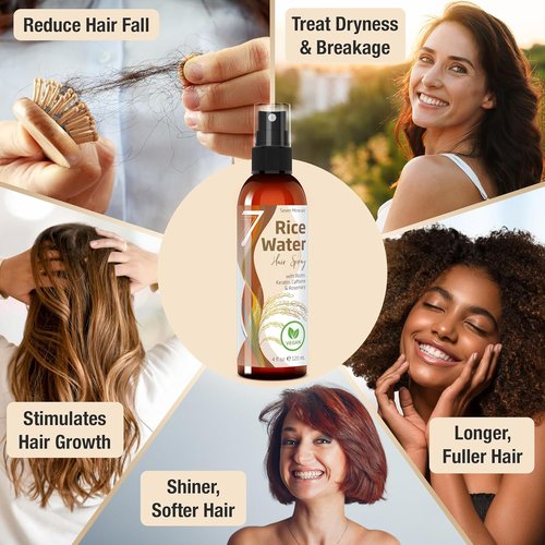 Fermented Rice Water by [Brand Name] - Hair Growth Spray with Rosemary & Biotin | Vegan, Non-Greasy, 4 fl oz