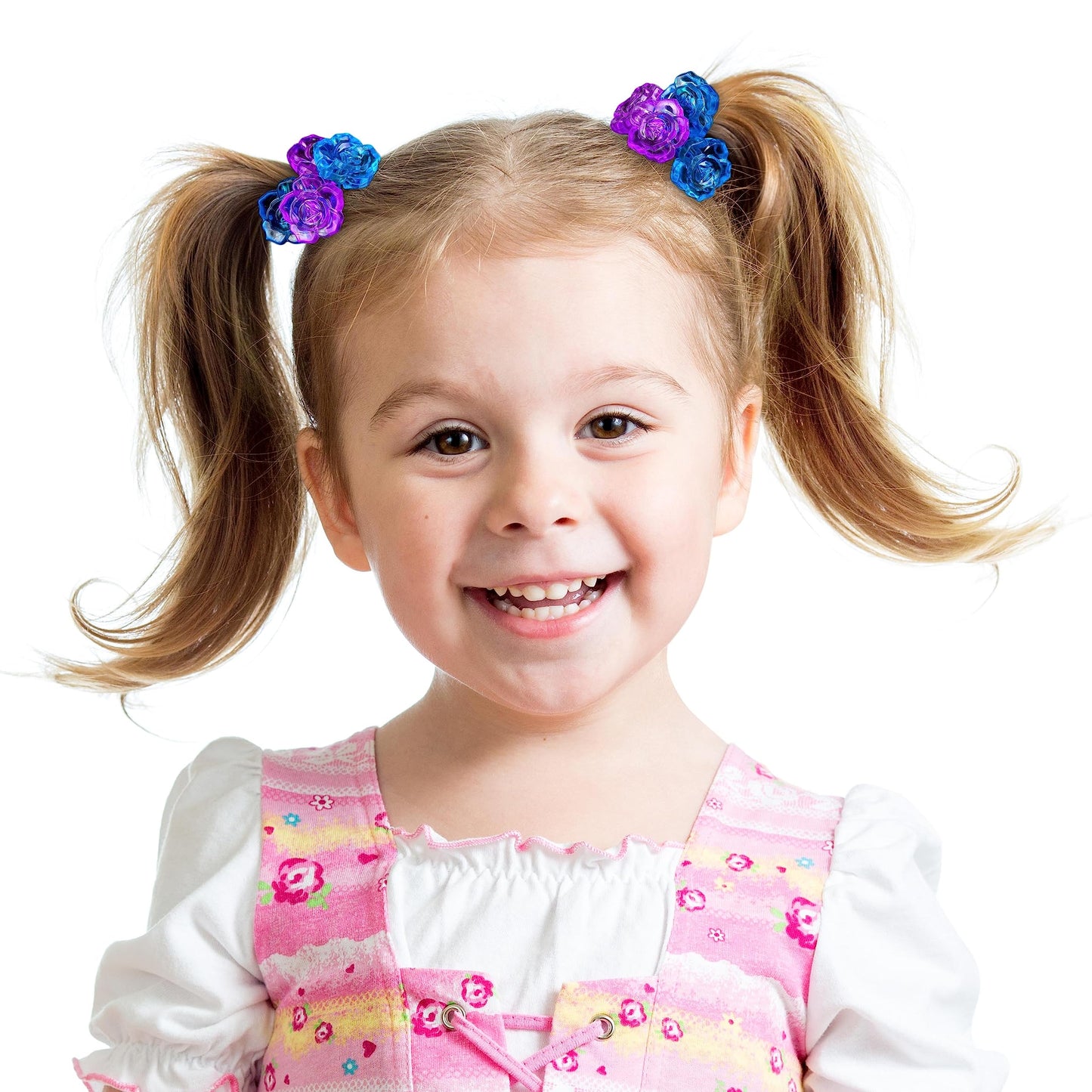 EXPRESSIONS Hairband 24-Piece Rose Twin Bead Ponytail Hair Elastics, Girls Value Pack