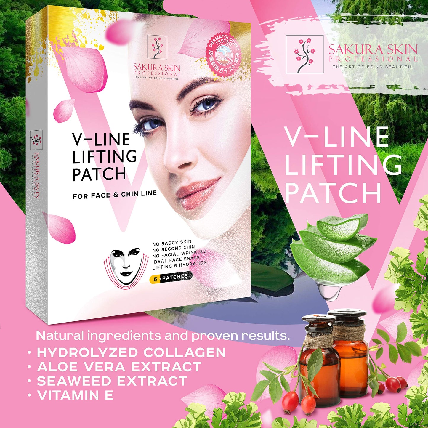 SWISSÖKOLAB V shape lifting up Face Mask Chin Up Patch Double Chin Reducer Chin Contour Tightening Firming Face Lift Tape Mask V-Line Neck Lifting Patches V Shaped Slimming Face Mask 5 pcs
