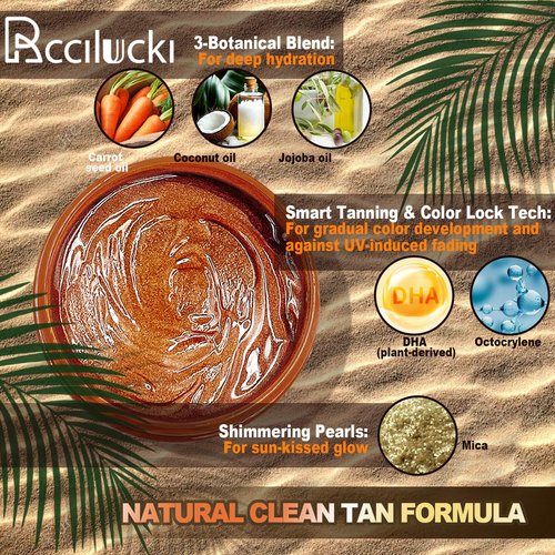 Golden Shimmer Tanning Gel-Browning Tan Accelerator-Hydrating Bronze Enhancer with Carrot & Coconut | Tanning Cream for Sun/Tanning Bed Use (5 Fl Oz)