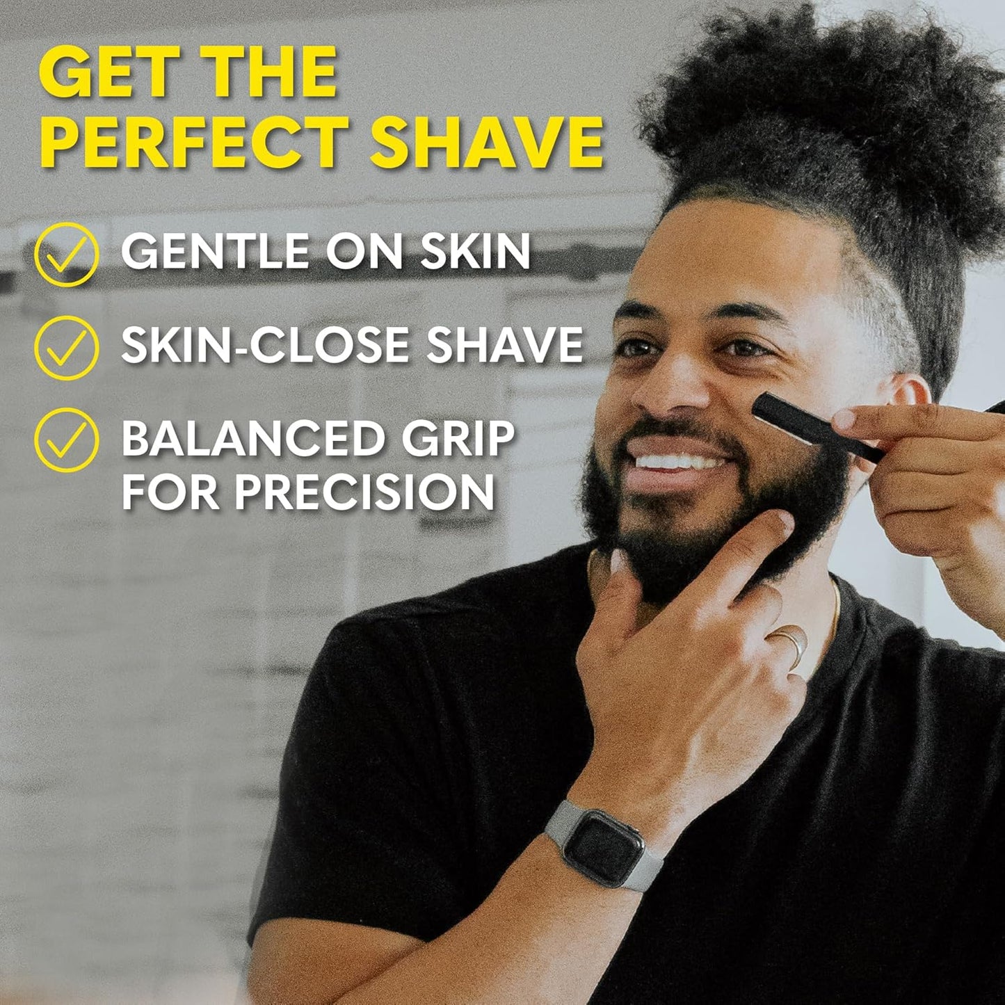 The Beard Club Straight Razor - Premium Barber Straight Edge Kit with 10 Replaceable Blades & Leather Case