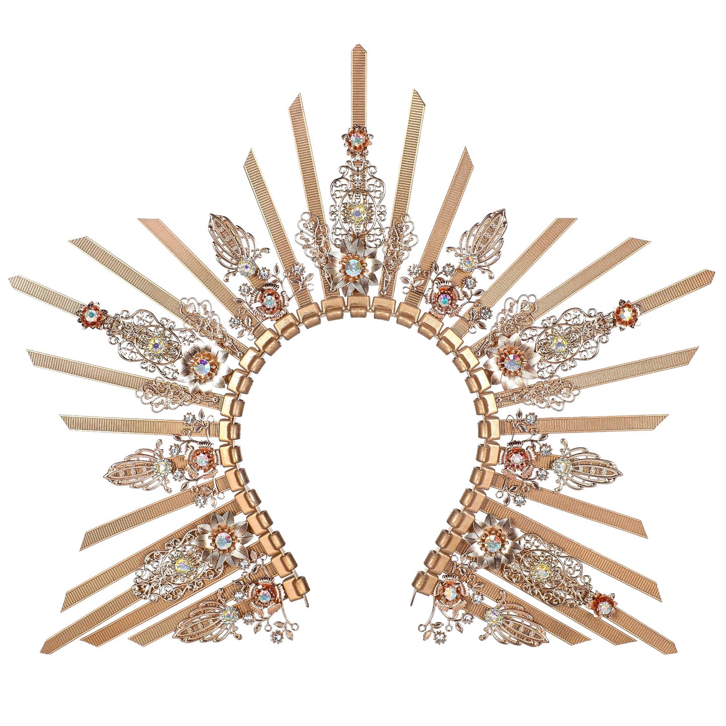 COSUCOS Gold Halo Sunburst Spike Crown - Zip Tie Greek Costume Goddess Headpiece Medusa Queen Adult Headdress Flower Piece Crown Headband Accessories