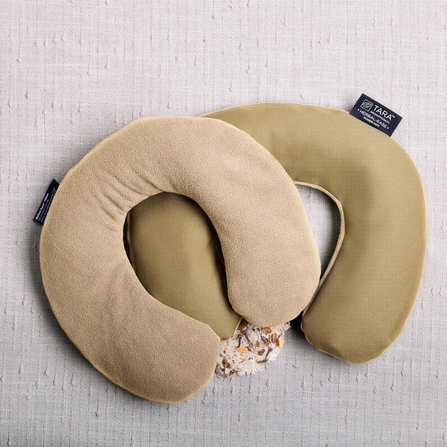TARA Spa Therapy Aromatherapy Pillow Set - Herbal-Ease Neck & Silk Eye Pillow in Chai