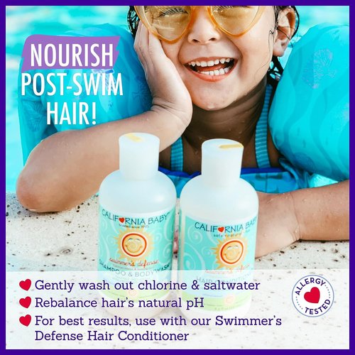 California Baby Swimmer’s Defense Baby Wash & Shampoo - Hydrating Chlorine Remover | 100% Plant-Based | 8.5 oz