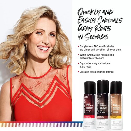 AGE Beautiful Root Touch Up Hair Color Spray - Temporary Gray Concealer | Adds Volume & Covers Thinning Patches
