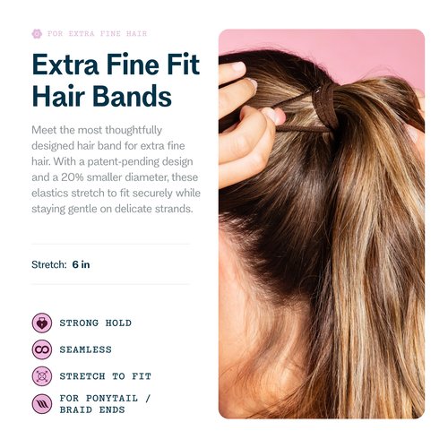 Gimme Beauty X-Fine Hair Bands - Slim-Fit Elastic Ties for Extra Fine Hair - No-Dent, Gentle-Grip Ponytail Holders for All-Day Comfort - 20 Pack, Dark Brown