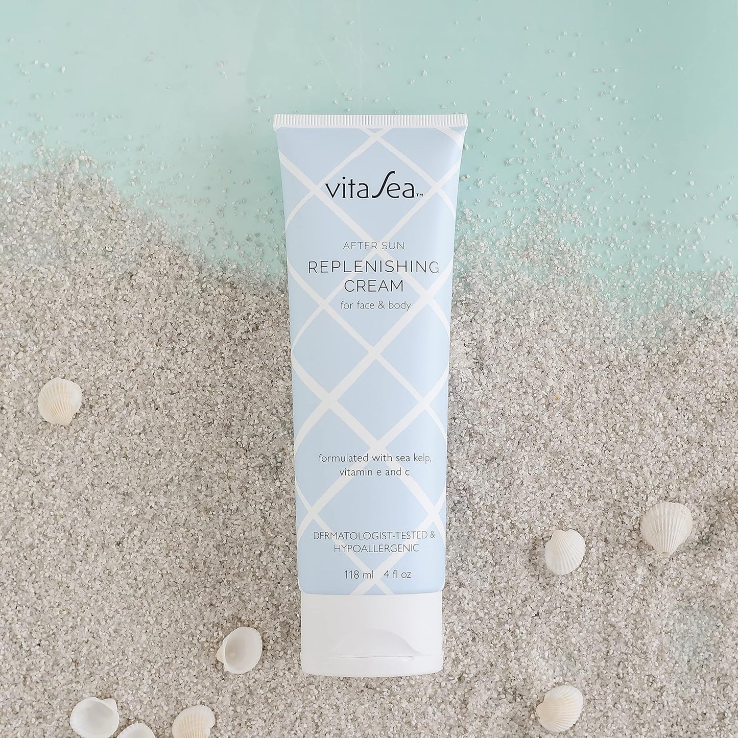 VitaSea After Sun Replenishing Cream - Hydrate & Soothe Heat-Exposed Skin | Fast-Absorbing Vegan Formula, 4 Fl Oz