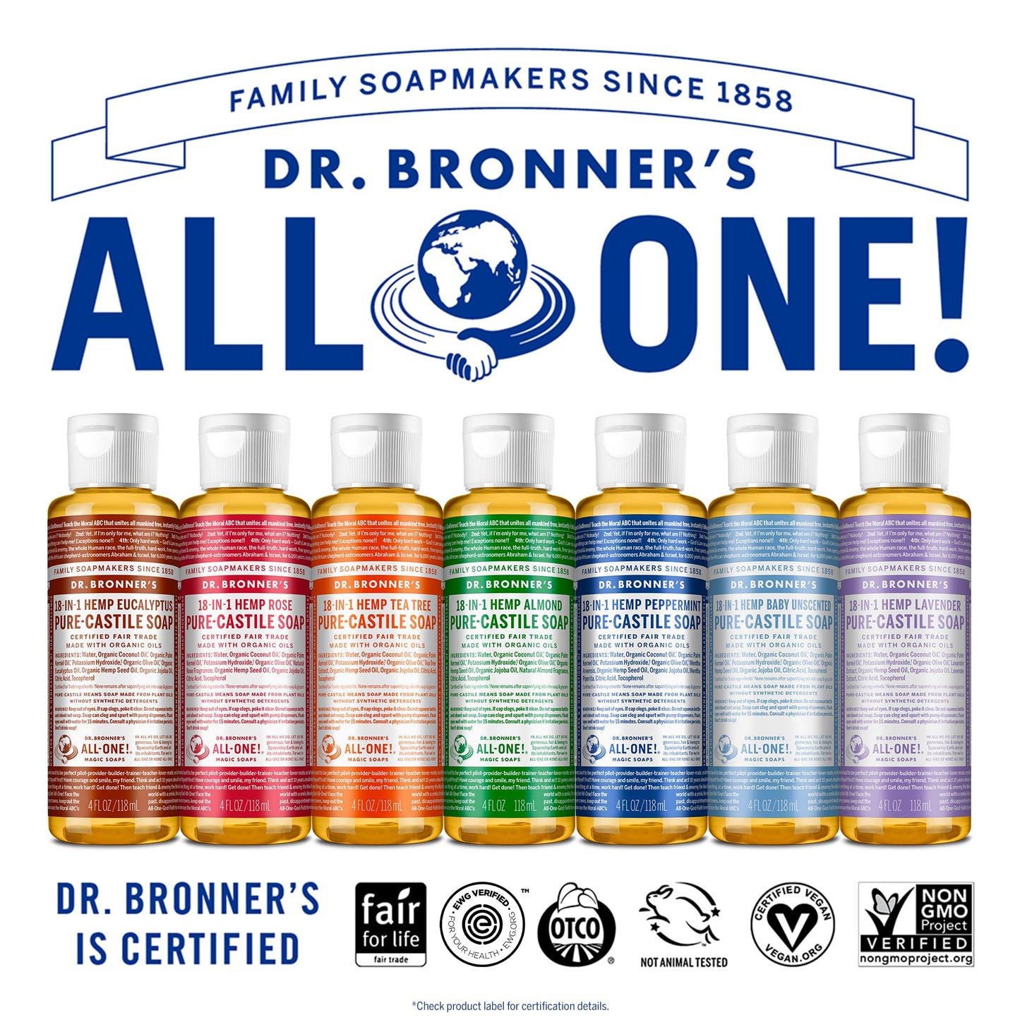 Dr. Bronner's - Pure-Castile Liquid Soap, Made with Organic Oils, 18-in-1 Uses: Face, Body, Hair, Laundry, Pets and Dishes, Concentrated, Vegan, Non-GMO (Lavender, 4 ounce, 2-Pack)