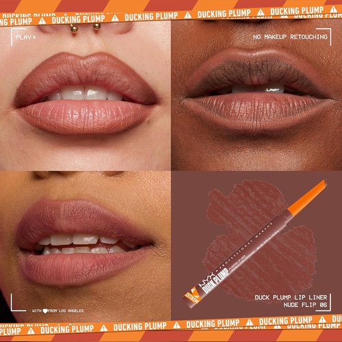 NYX Professional Makeup Duck Plump Lip Liner - Matte Pencil for Long-Lasting 10HR Wear in Nude Flip