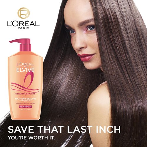 L'Oreal Paris Elvive Dream Lengths Shampoo - Restores Long, Damaged Hair with Fine Castor Oil & Vitamins | 28 Fl Oz
