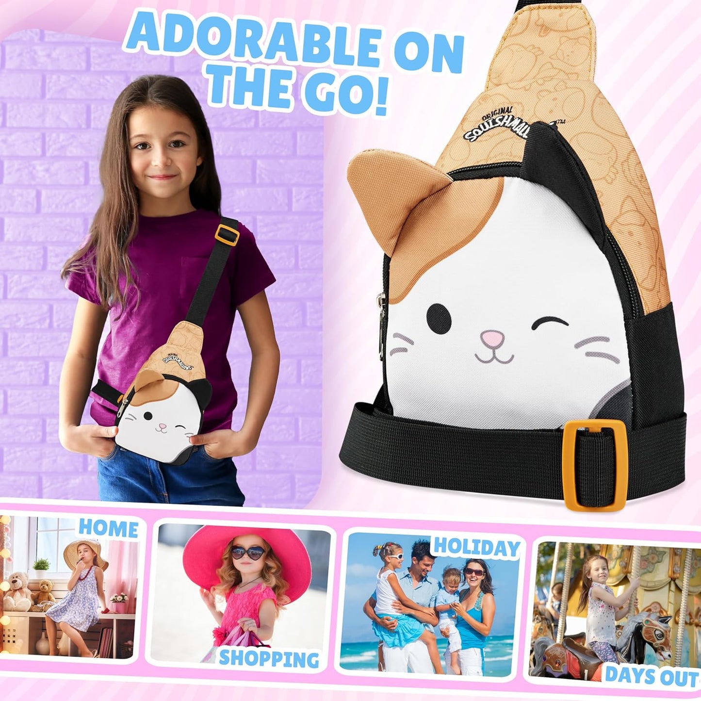 Squishmallows Crossbody Bag - Kawaii Mini Backpack for Girls & Teens | Travel Essentials