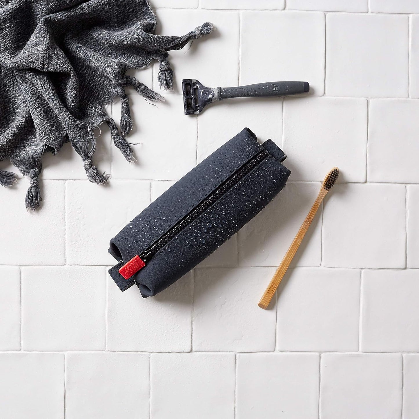 TOOLETRIES Koby Mini Kit - Silicone Toiletry Organizer with Heavy-Duty Zipper & Leak Resistance - Charcoal