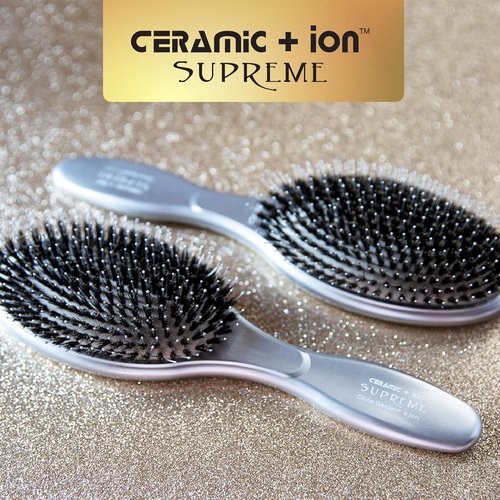 Olivia Garden Ceramic + Ion Supreme Styler Paddle Brush - Boar Bristles for Shine & Frizz Control