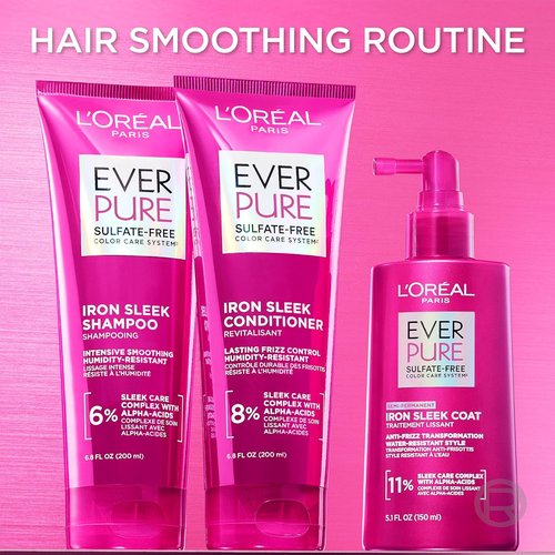 L'Oreal Paris Sulfate-Free Smoothing Shampoo & Conditioner Kit | Frizz Control & Humidity Resistance