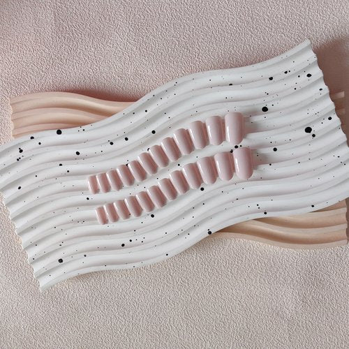 KQueenest Pastel Light Pink Press on Nails Short Oval, Glossy Soft Gel Fake Nails Press on, Extra Short Almond Fake Nails with UV Cover, Thick Acrylic Glue on Nails for Wome Wedding & Everyday 4 Pcs