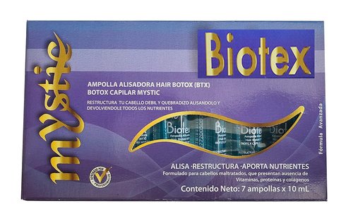 Mystic Biotex Ampoule Anti-Frizz Hair Treatment - Restores & Repairs Damaged Hair | 7 Pack with Hyaluronic & Amino Acids