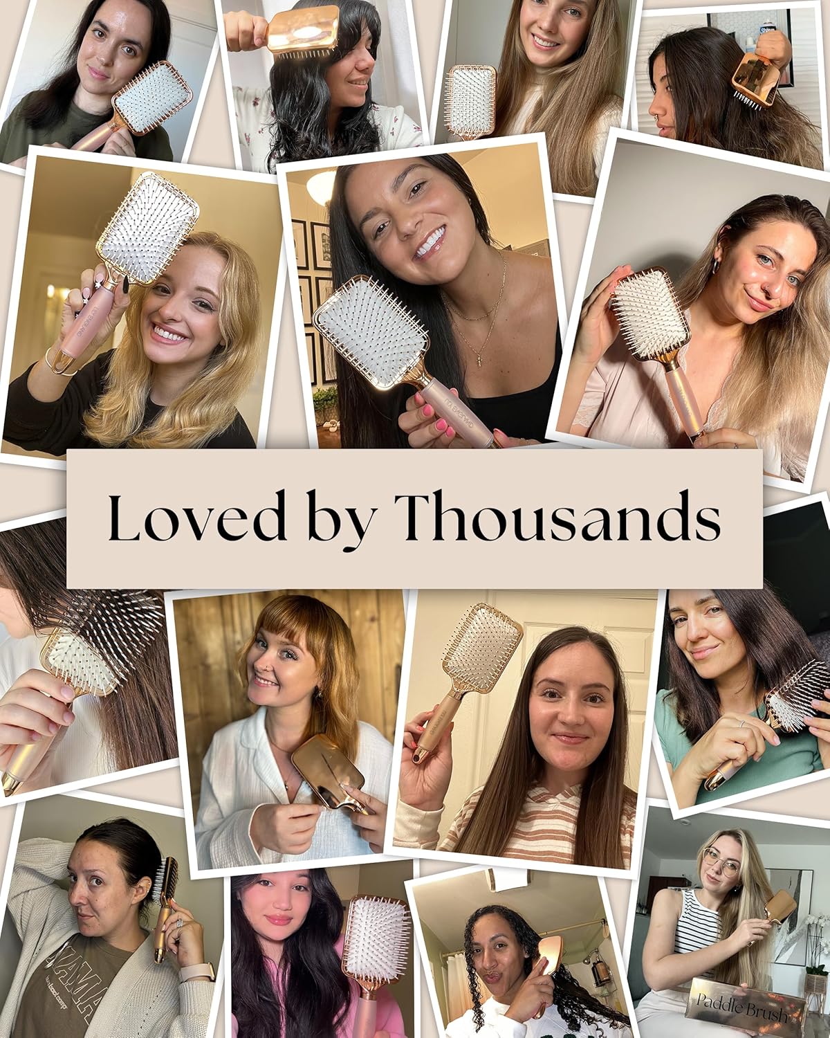 Lily England Paddle Hair Brush - Professional Detangling & Blow Drying Tool | Rose Gold-White Design