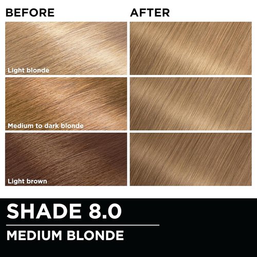 Garnier Olia Hair Color - Ammonia-Free Permanent Dye for 100% Gray Coverage | 8.0 Medium Blonde, 2 Count