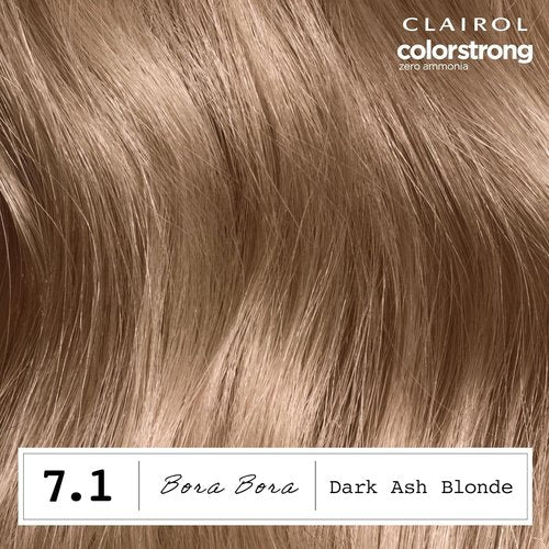 Clairol ColorStrong Permanent Hair Dye - Ammonia-Free, 100% Gray Coverage, 7.1 Dark Ash Blonde | Pack of 1