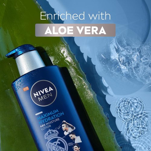 NIVEA MEN Maximum Hydration Body Lotion - 48-Hour Moisture for Dry Skin, Aloe Vera, 16.9 Fl Oz