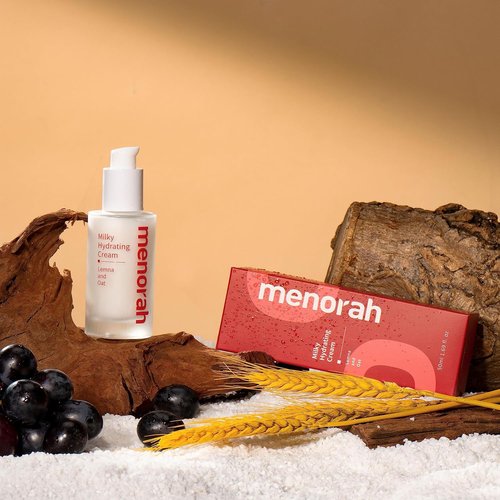 Milky Menorah Hydrating Cream - Ultra Lightweight Soothing Facial Lotion for Sensitive Skin, Daily Moisturizer