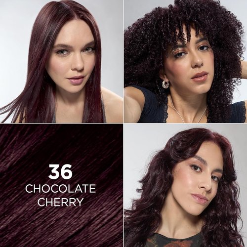 L'Oreal Paris Feria Hair Color | Multi-Faceted Shimmering Permanent Dye - 36 Chocolate Cherry, 1 Kit