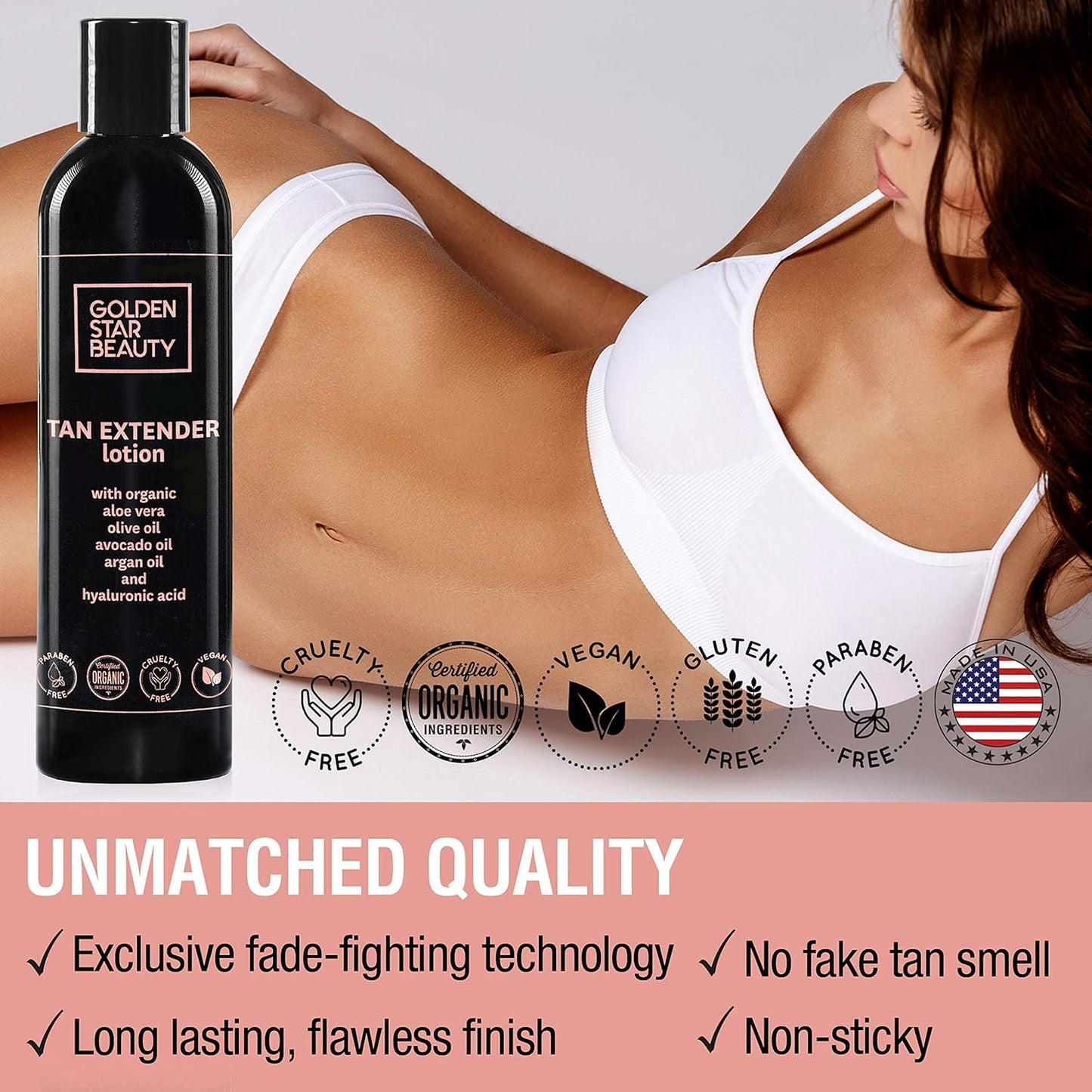 Tan Extender Daily Moisturizer by [Brand Name] - Organic Oils & Hyaluronic Acid for Longer Lasting Tan | 8.0 fl. oz.