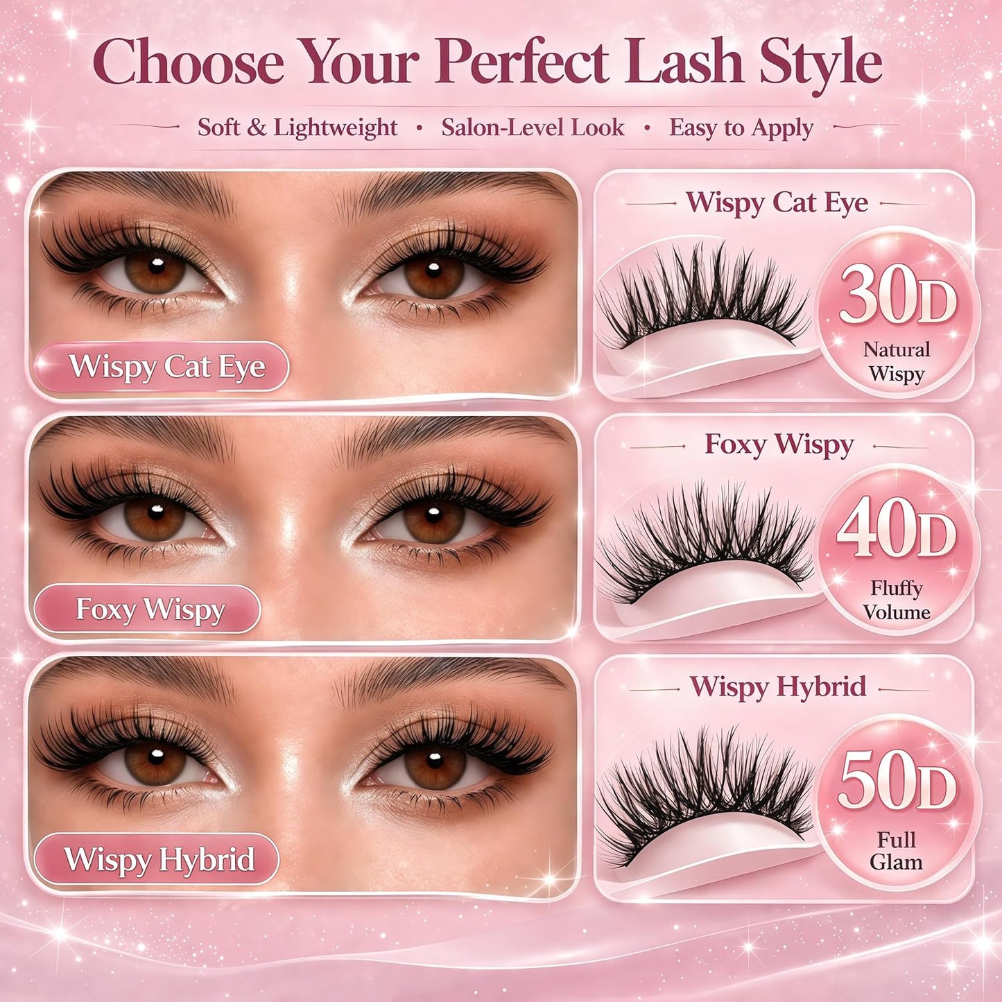 Skiennix Eyelash Clusters Kit - Fluffy Wispy Individual Lash Extensions with Bond Seal & Tweezers | 30D+40D, 9-16mm