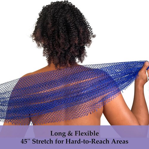 African Exfoliating Net Sponge - Authentic 2-Piece Bath Scrubber Set | Quick-Drying Loofah for All (Purple & Pink)